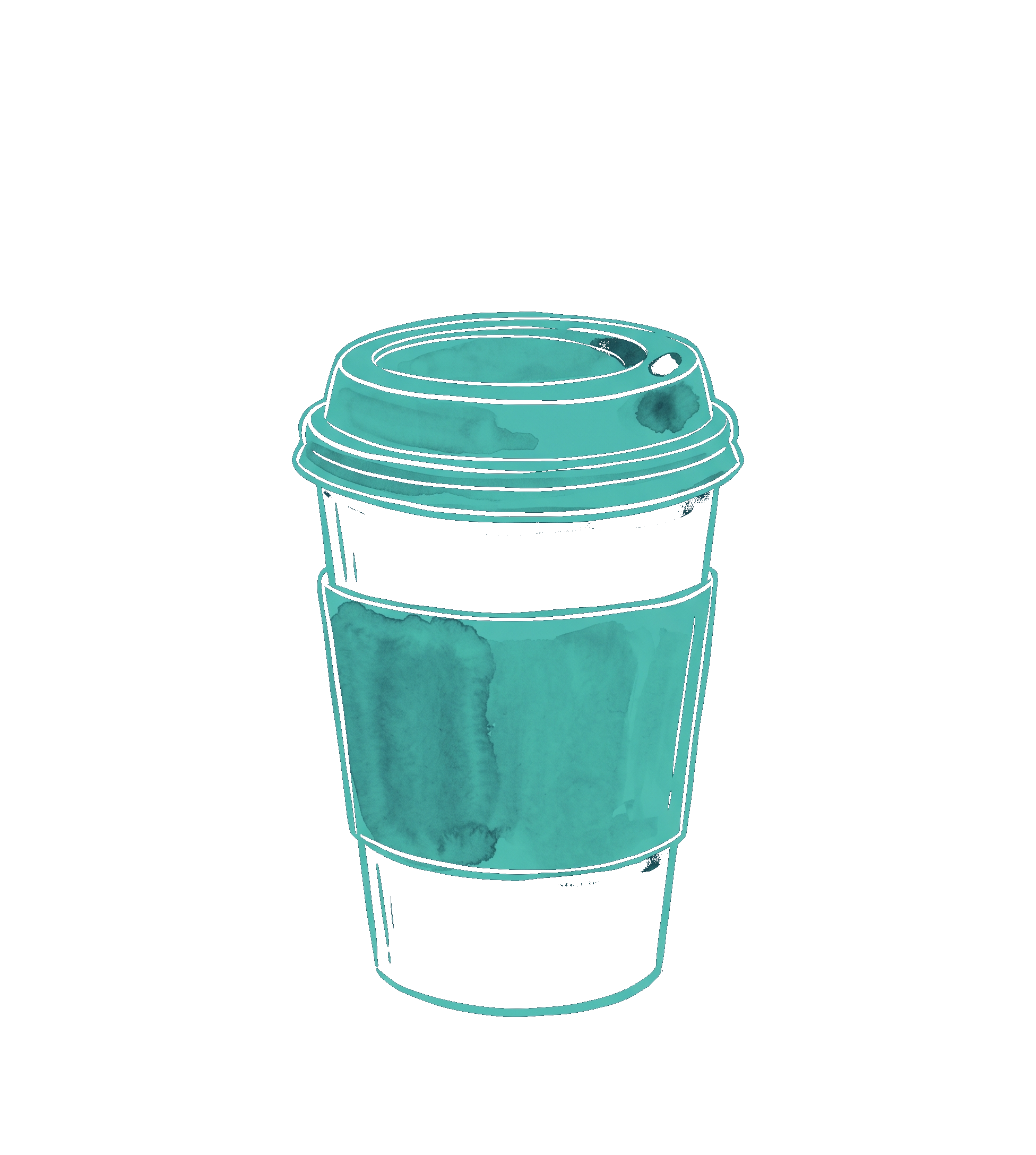 A watercolour illustration of a takeaway coffee cup